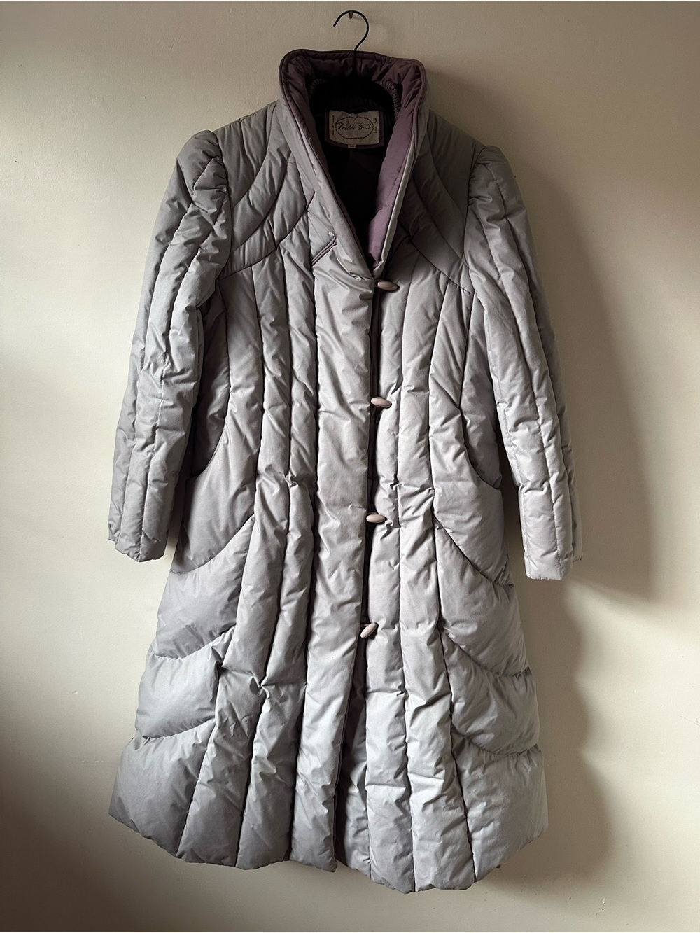 Vintage 80s Lavender Maxi Winter Puffer Coat Down Filled
